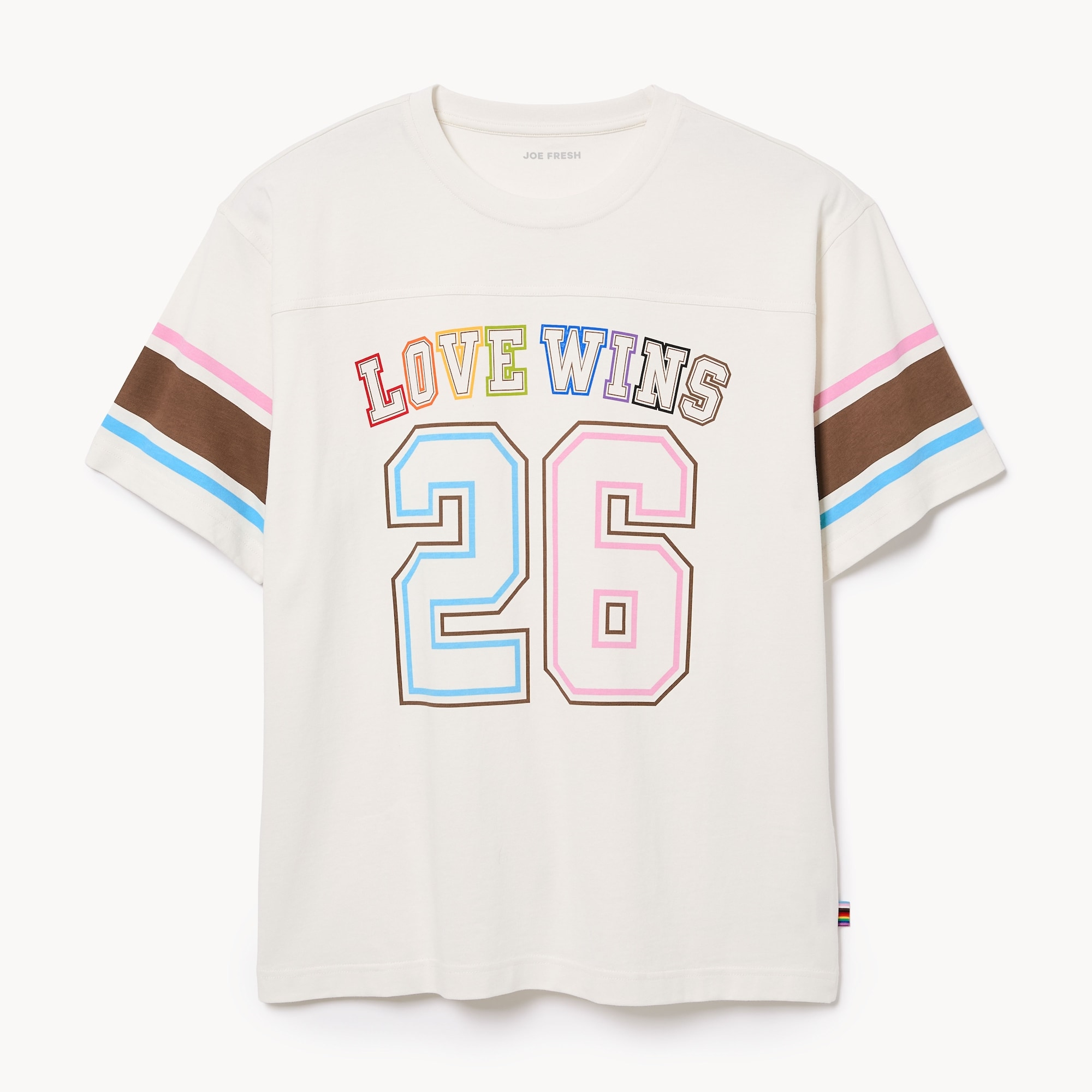 Adult Pride Varsity T-Shirt in Off White from Joe Fresh