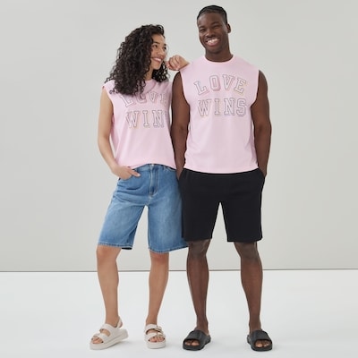 Adult Pride Cropped Muscle Tank Top - Light Pink