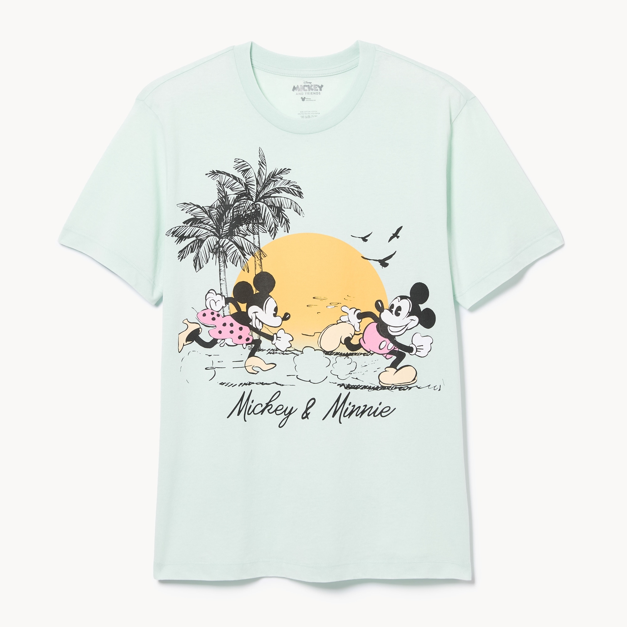 Adult Disney Mickey and Minnie Mouse T-Shirt in Light Green from
