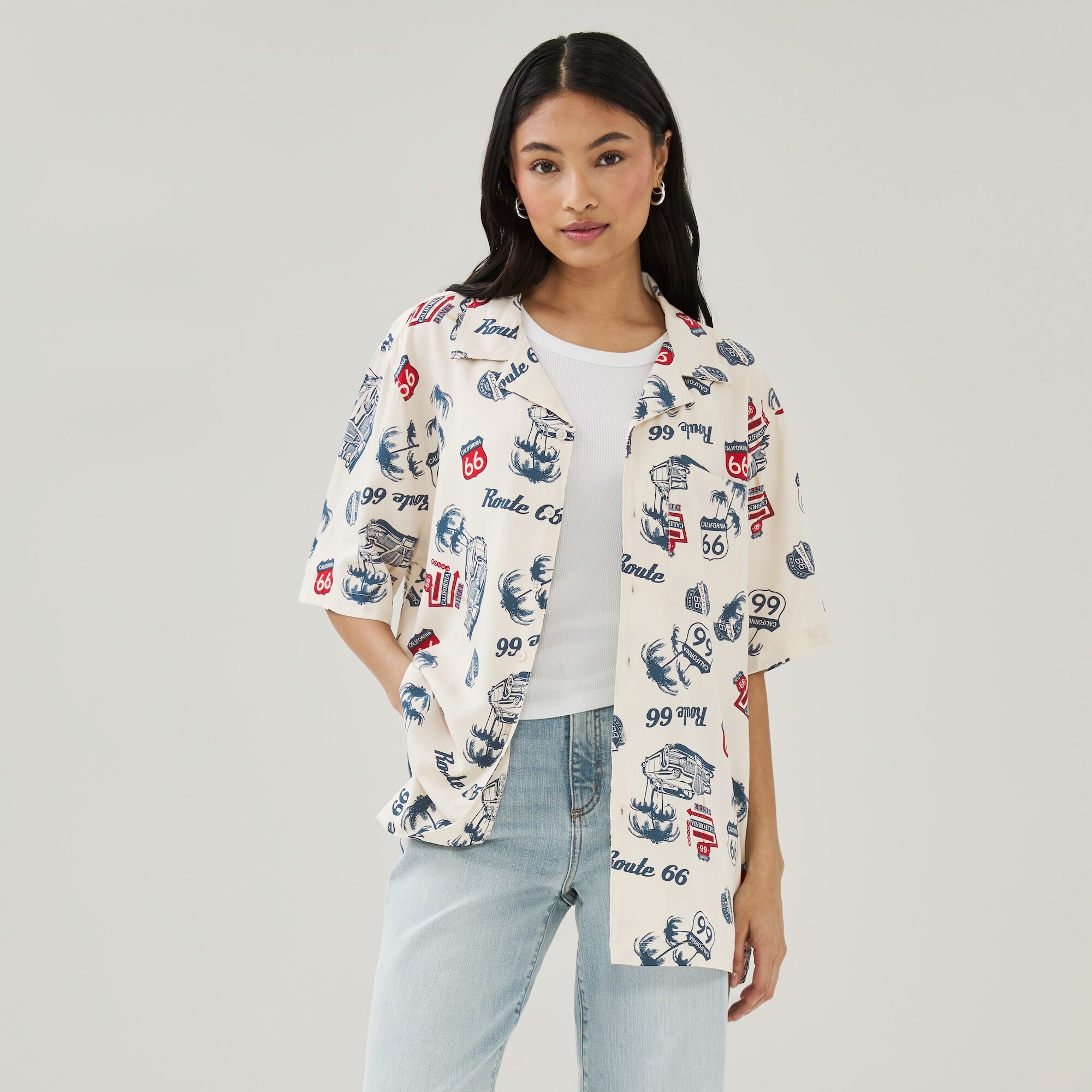 Adult Route 66 Button-Up Shirt