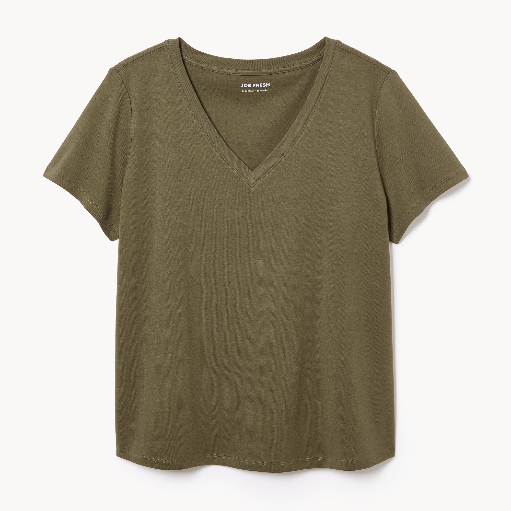 Women+ Organic Cotton V-Neck T-Shirt in Olive from Joe Fresh