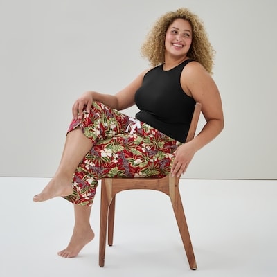 Pantalon de nuit court imprimé Femmes+ - Bourgogne