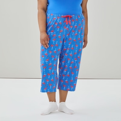 Women+ Printed Cropped Sleep Pant - Blue
