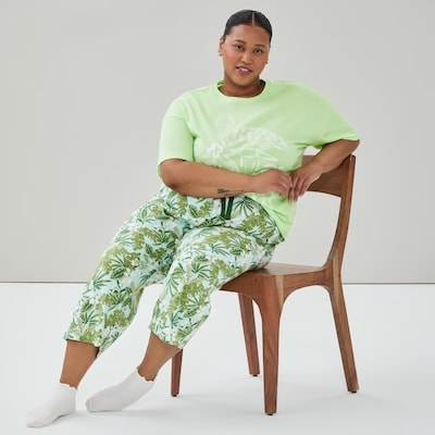Women+ Printed Cropped Sleep Pant - Green