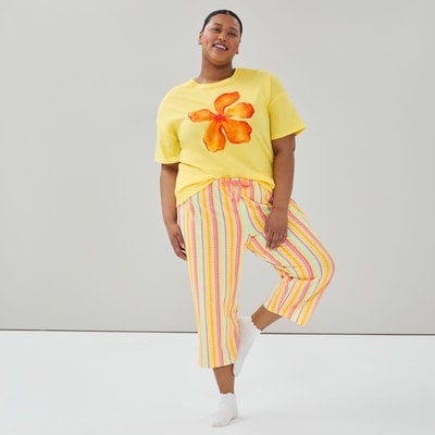 Pantalon de nuit court imprimé Femmes+ - Jaune Pâle