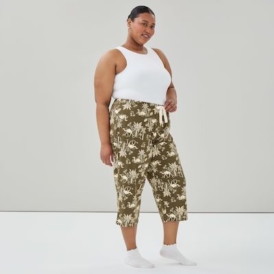 Women+ Printed Cropped Sleep Pant - Brown