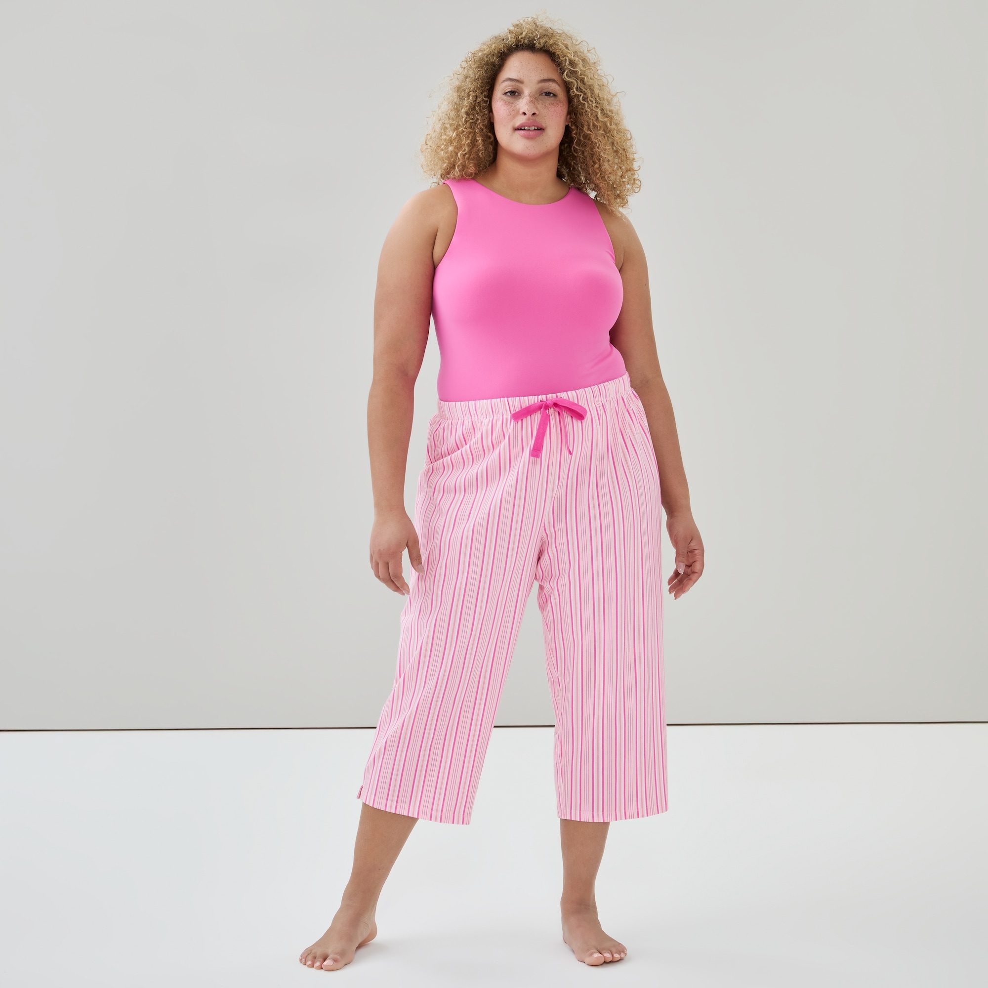 Pantalon de nuit court imprimé Femmes+ in Rose Pâle from Joe Fresh