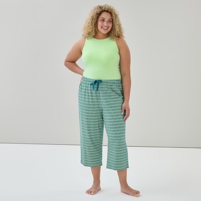 Pantalon de nuit court imprimé Femmes+ - Sarcelle Foncé