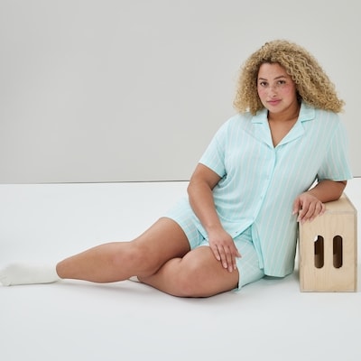 Pyjama 2 pièces imprimé Femmes+ - Bleu Pâle