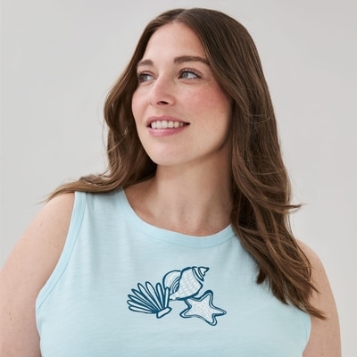 Women+ Graphic Sleep Tank - Pale Blue