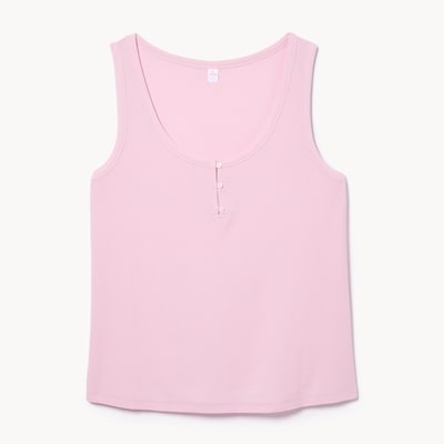 Women+ Modal Ribbed Henley Sleep Tank - Dusty Pink