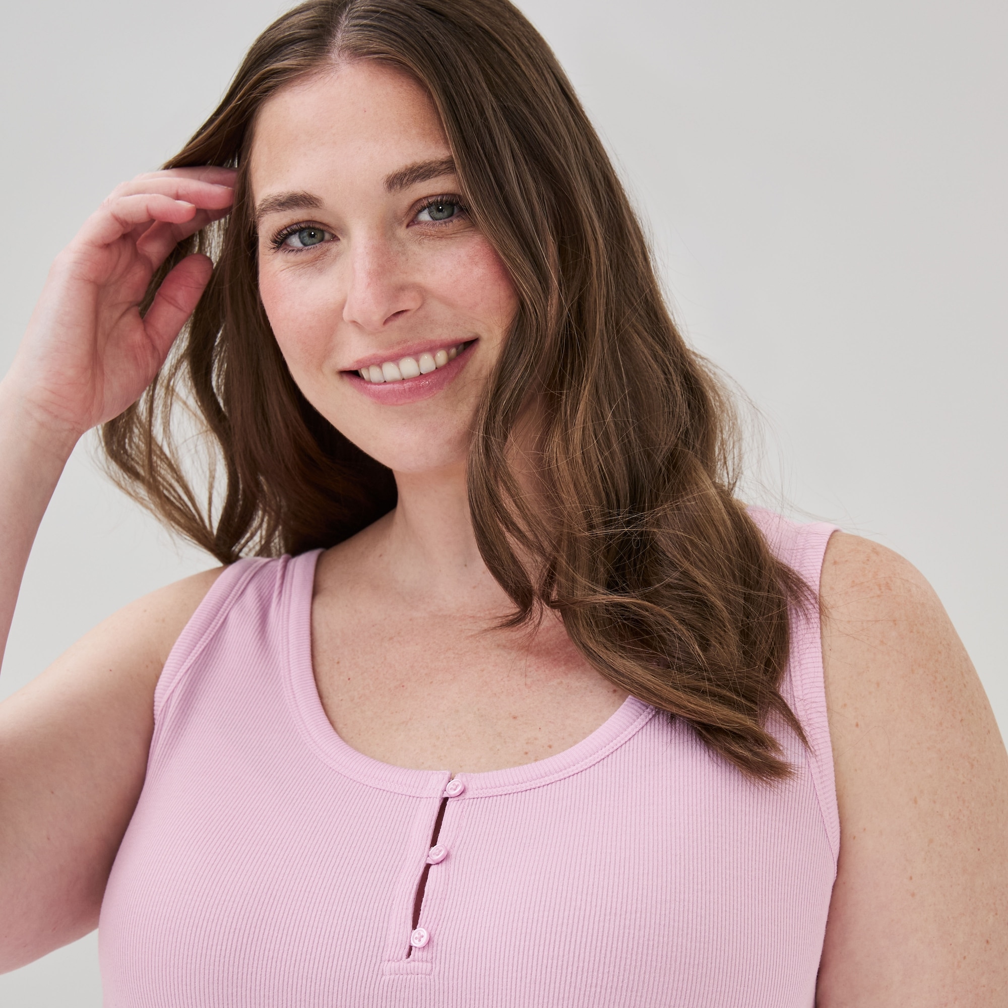 Women+ Modal Ribbed Henley Sleep Tank 