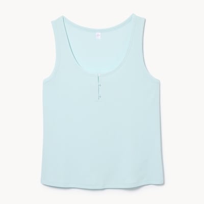 Women+ Modal Ribbed Henley Sleep Tank - Pale Blue