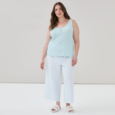 Cami de nuit côtelée en modal col boutonné Femmes+ - Bleu pâle