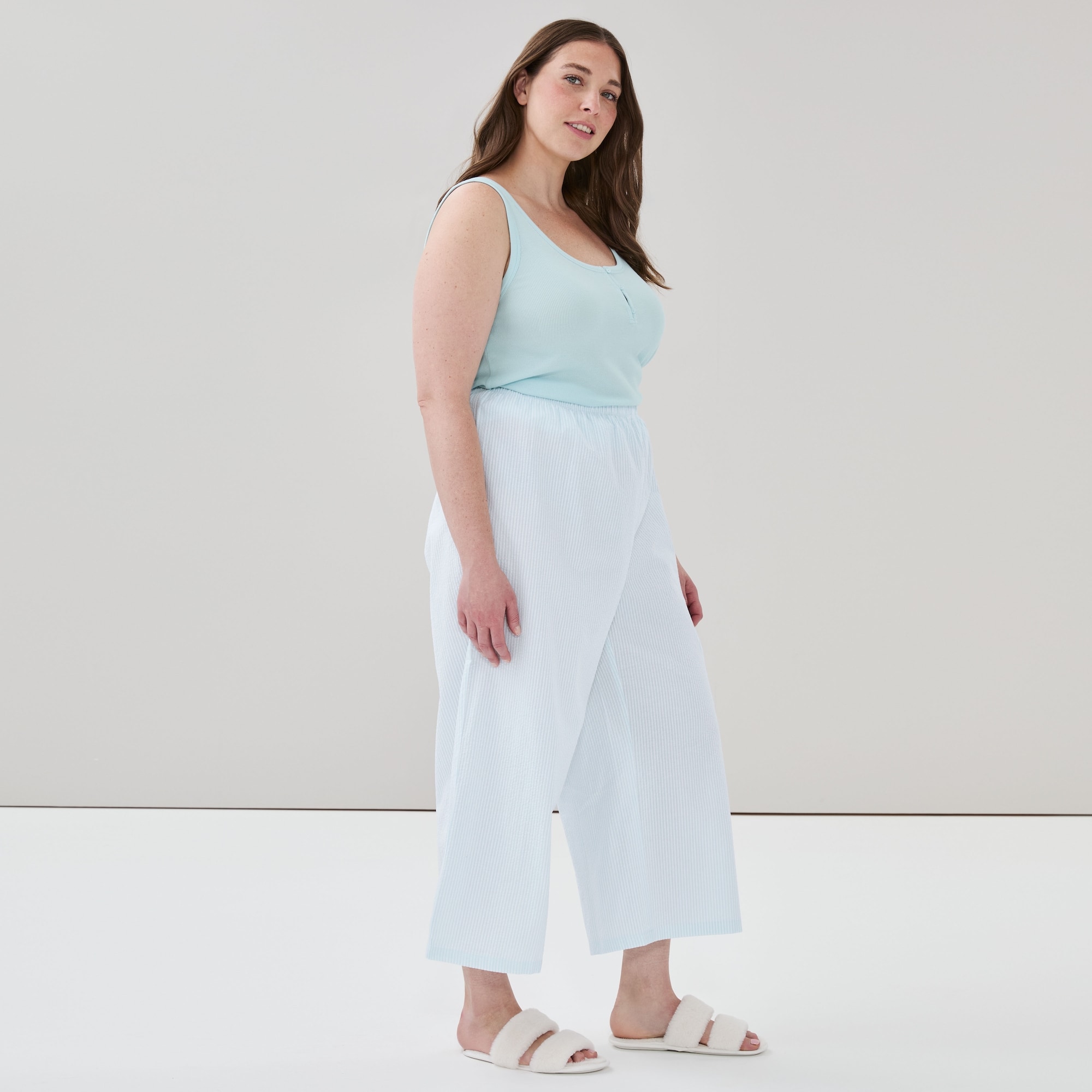 Pantalon court de nuit en tissu gaufré Femmes+