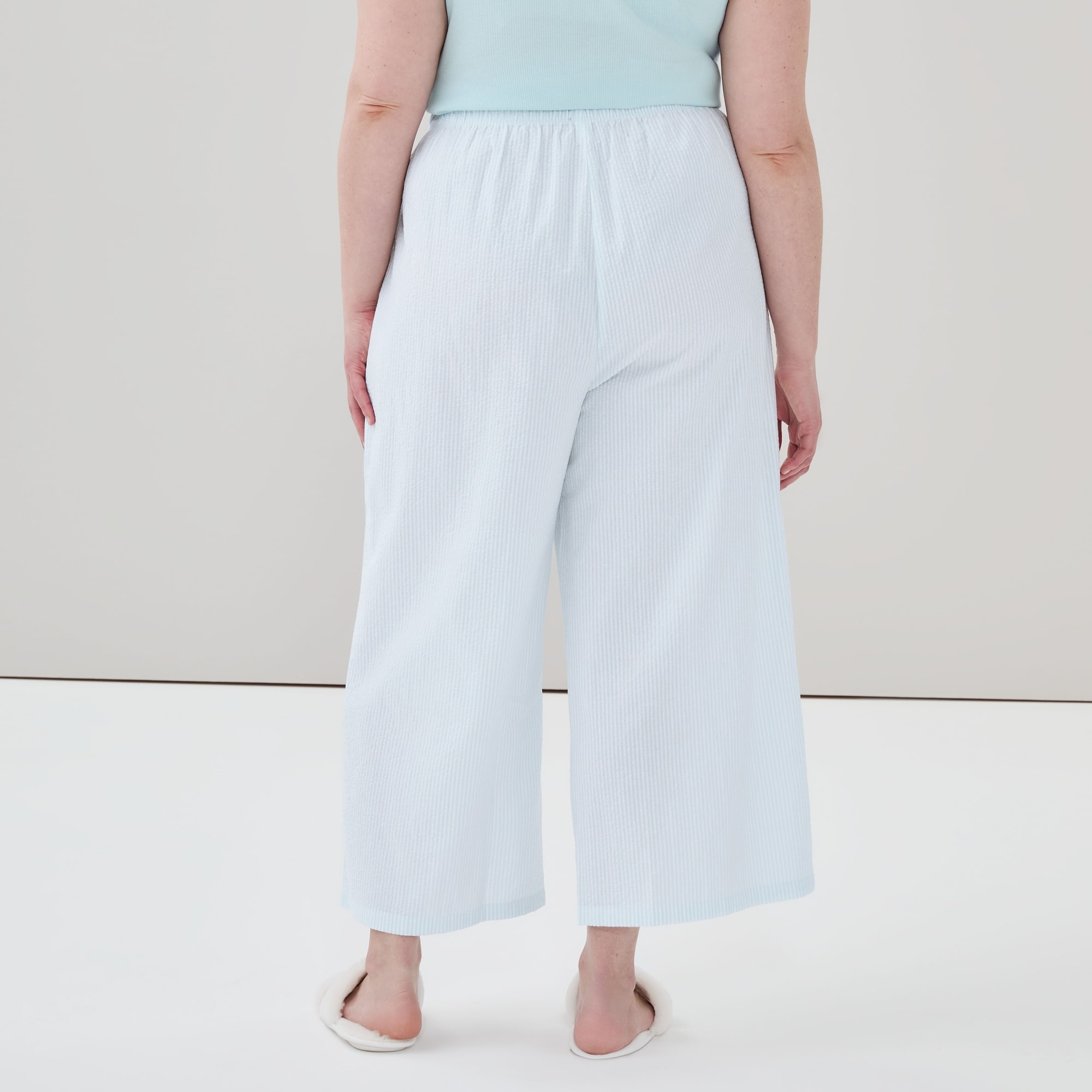 Pantalon court de nuit en tissu gaufré Femmes+
