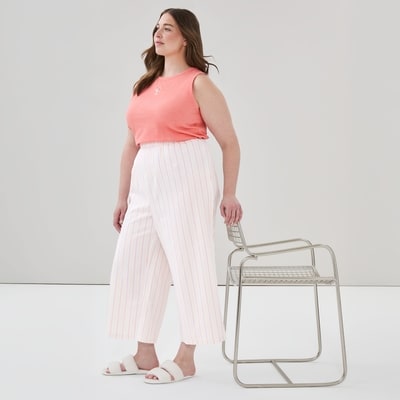 Women+ Seersucker Cropped Sleep Pant - White