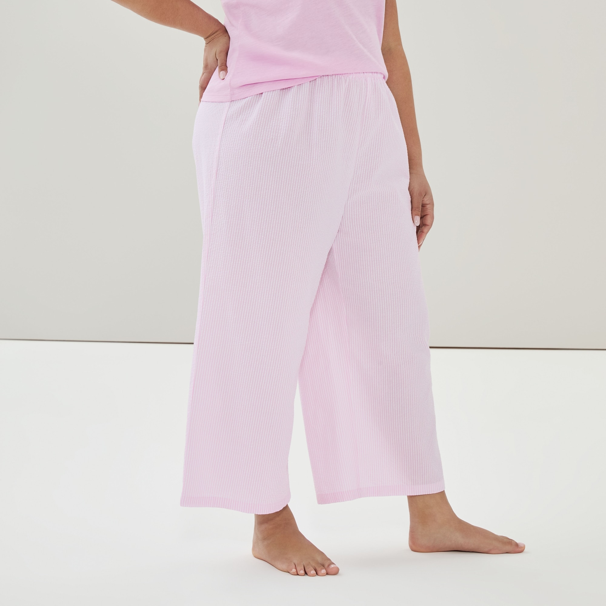 Women+ Seersucker Cropped Sleep Pant