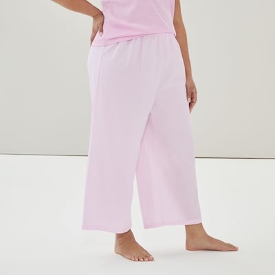 Pantalon court de nuit en tissu gaufré Femmes+ - Rose