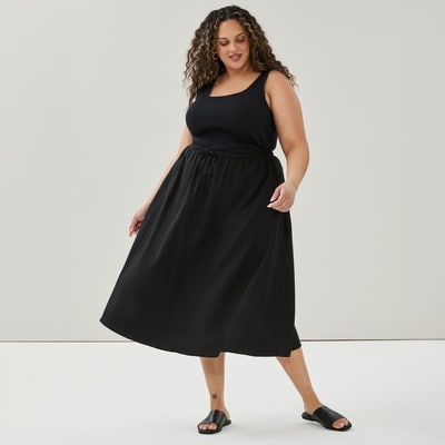 Women+ Linen Blend Midi Skirt - JF Black
