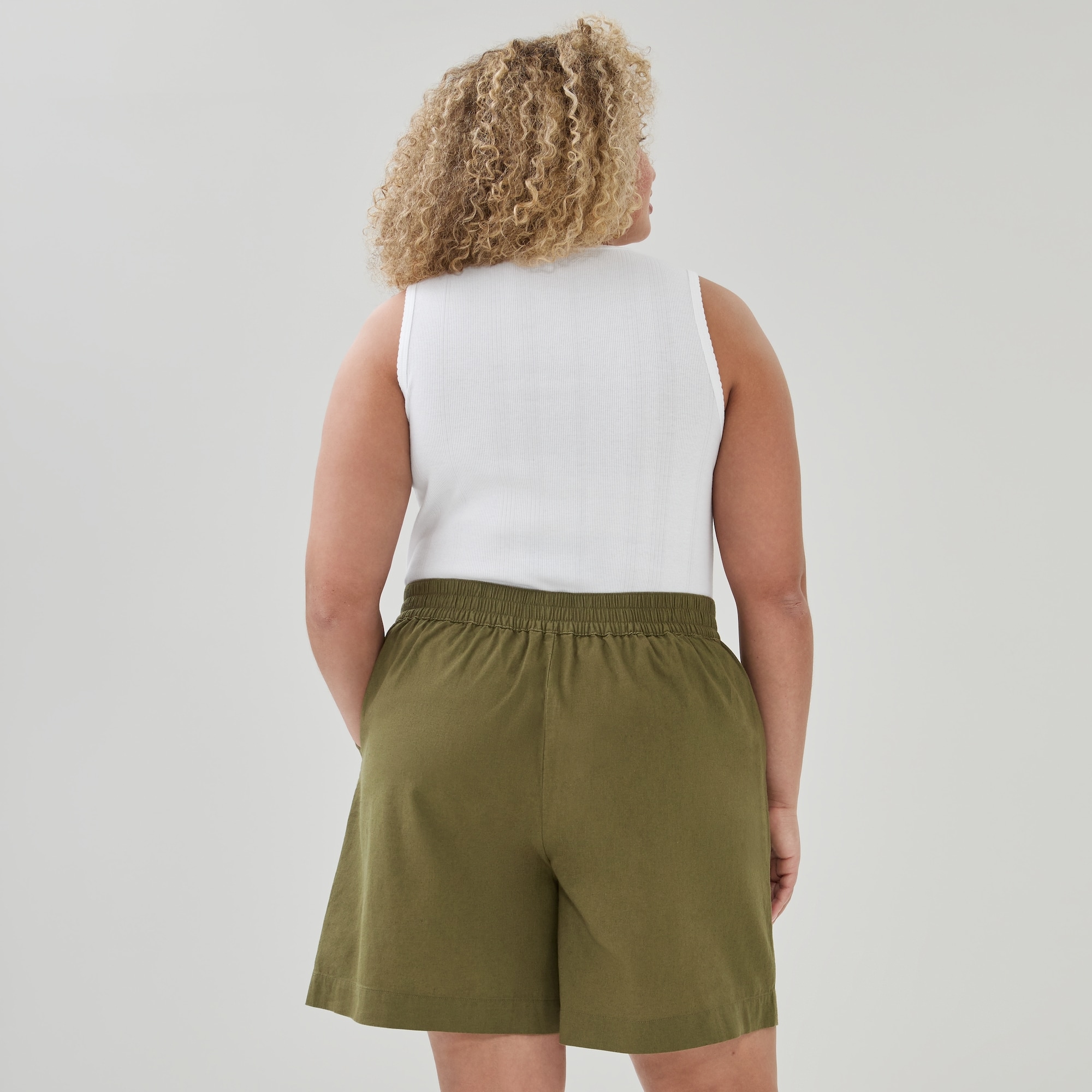 Women+ Linen Cotton Utility Short in Olive from Joe Fresh