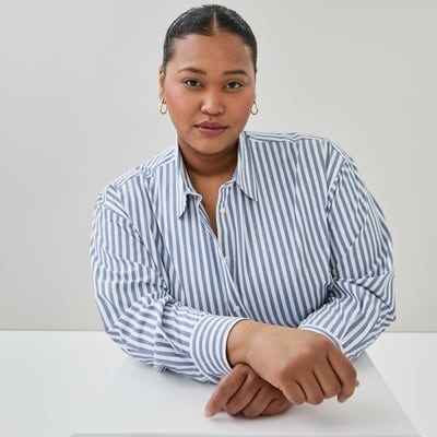 Women+ Oversized Button-Up Shirt - Blue