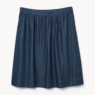 Women+ Chambray Dark Wash Midi Skirt - Dark Wash