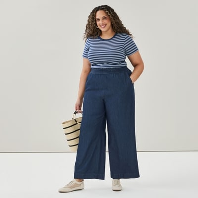 Women+ Chambray Dark Wash Pull-On Pant - Dark Wash