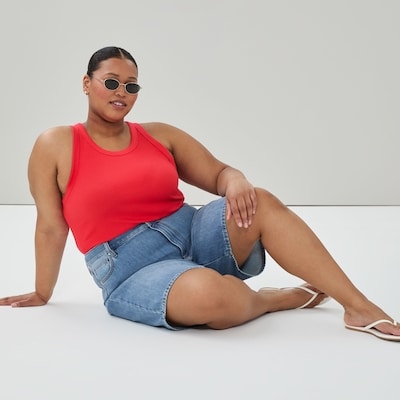 Women+ Ribbed Racerback Tank - Bright Red