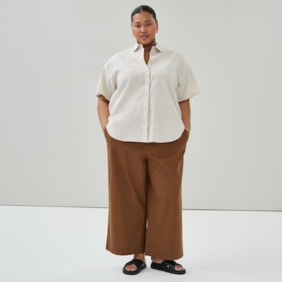 Women+ Linen Cotton Camp Shirt - Linen