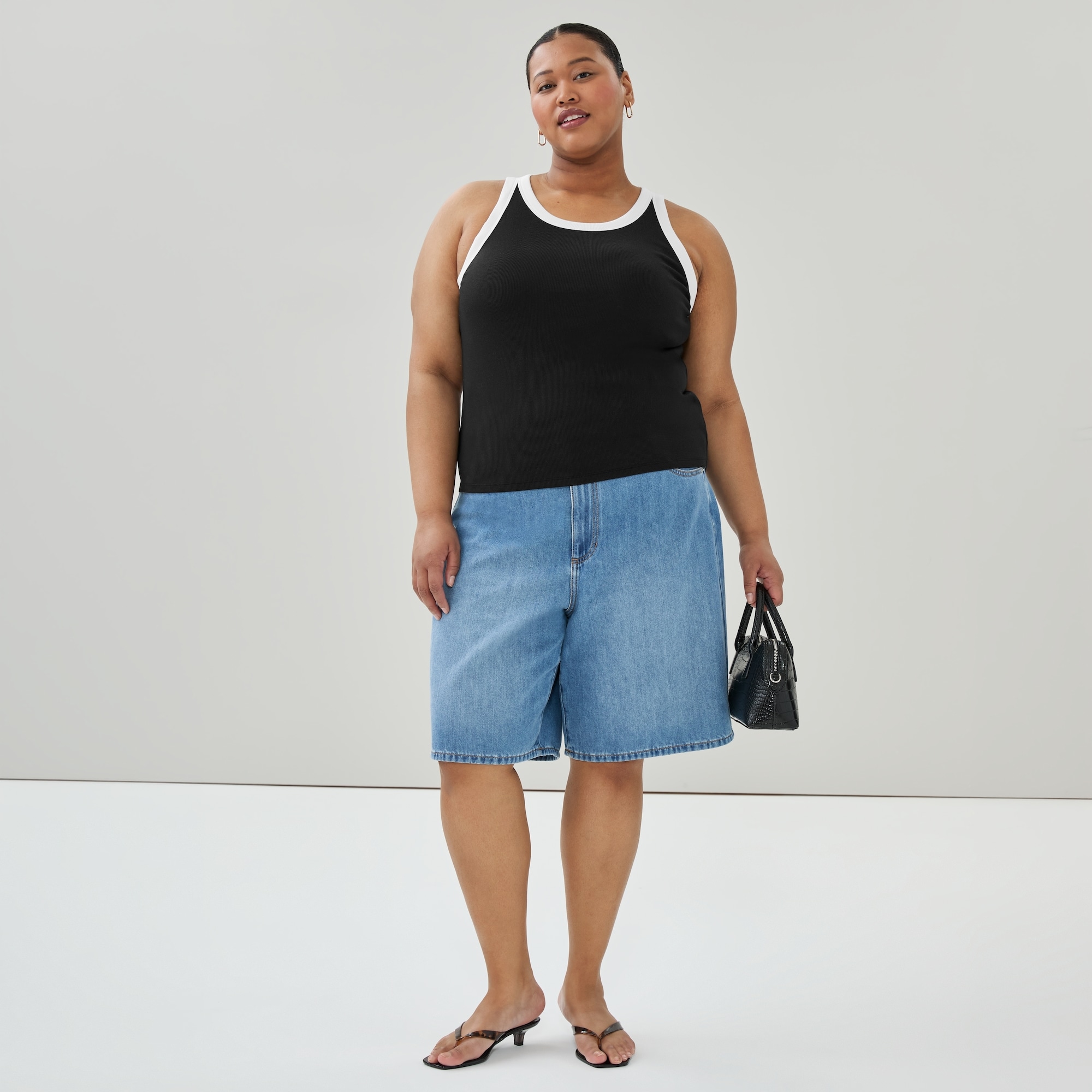 Women+ Ribbed Racerback Tank in JF Black from Joe Fresh