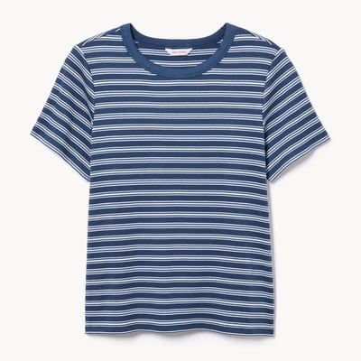 T-shirt côtelé à rayures Femmes+ - Marine