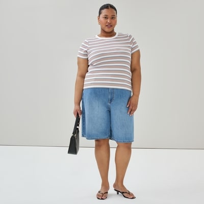 Women+ Ribbed Striped T-Shirt - White