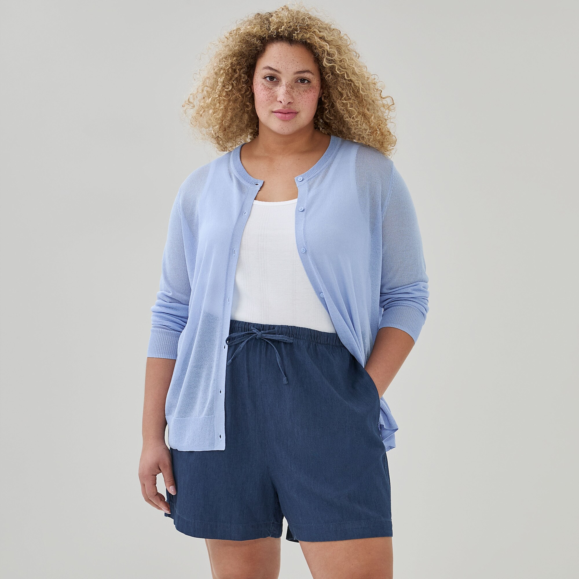 Short sans attache chambray délavé foncé Femmes+