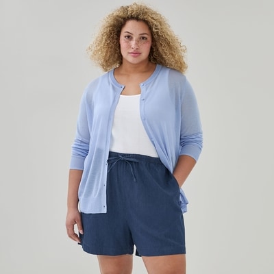 Women+ Chambray Dark Wash Pull-On Short - Dark Wash
