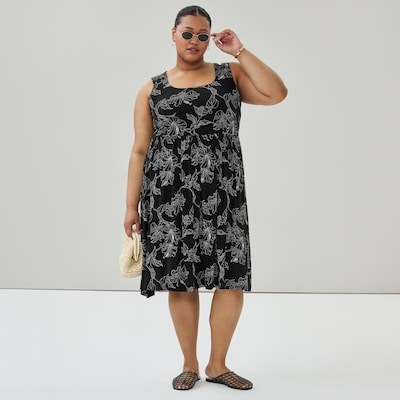 Women+ Printed Tank Dress - Black
