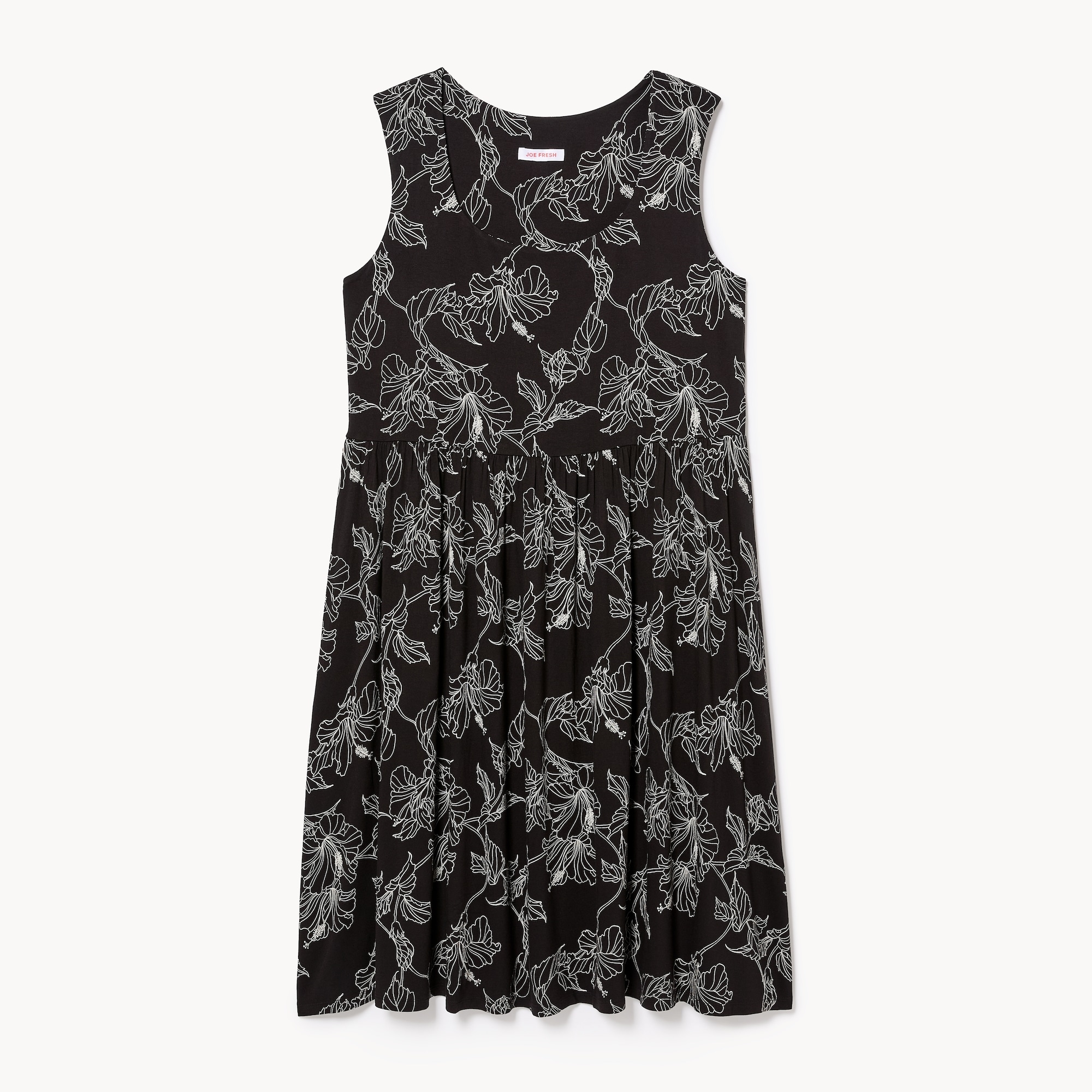 Women+ Printed Tank Dress in Black from Joe Fresh