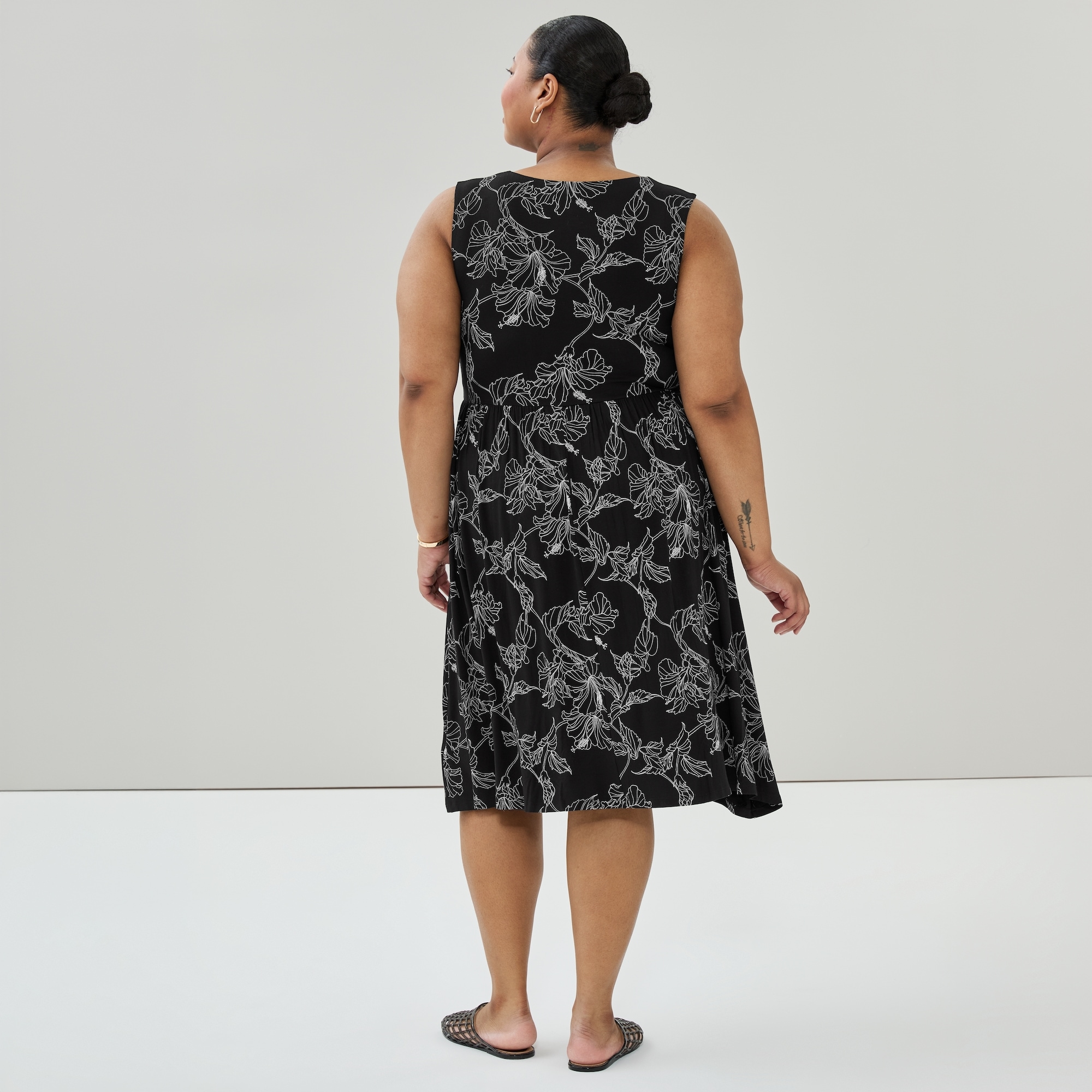 Women+ Printed Tank Dress in Black from Joe Fresh