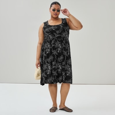 Women+ Printed Tank Dress - Black
