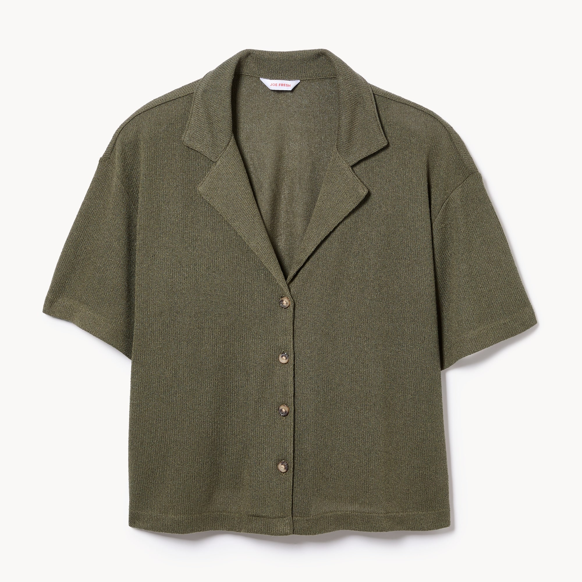 Relaxed Camp Collar Shirt in Olive from Joe Fresh