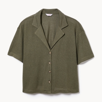 Women+ Relaxed Camp Collar Shirt - Olive