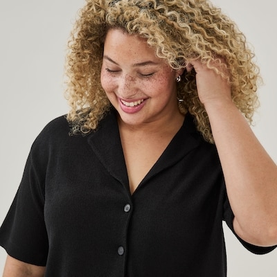 Women+ Relaxed Camp Collar Shirt - JF Black