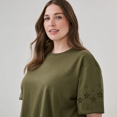 T-shirt ample en coton Femmes+ - Olive