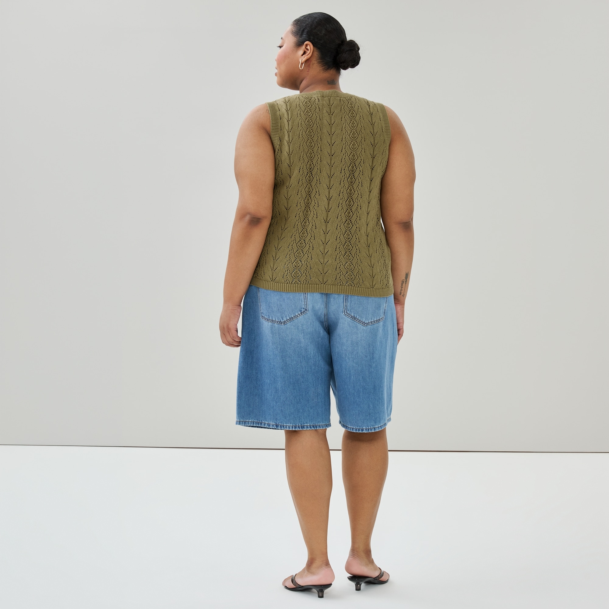Women+ Sleeveless Cardigan in Dusty Green from Joe Fresh