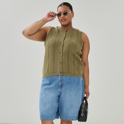 Women+ Sleeveless Cardigan - Dusty Green