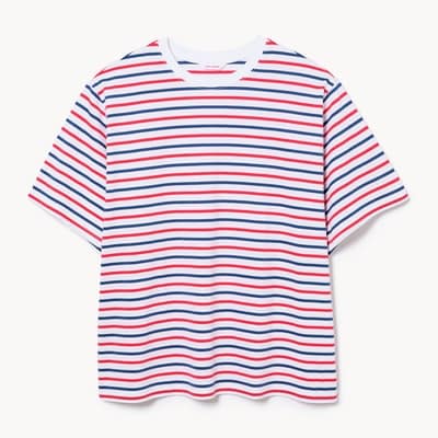 T-shirt ample à rayures Femmes+ - Blanc pur