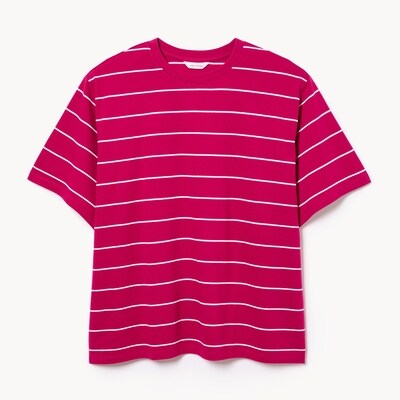 T-shirt ample à rayures Femmes+ - Rose Foncé