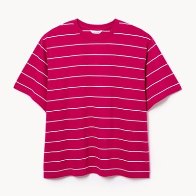 T-shirt ample à rayures Femmes+ - Rose Foncé