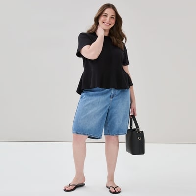 T-shirt à basque Femmes+ - Noir JF