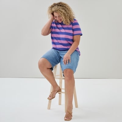 Women+ Striped Crewneck T-Shirt - Blue